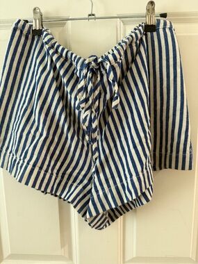 Women’s High Waist Blue & White Striped Shorts